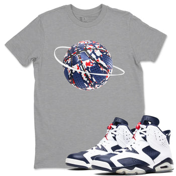 6s White And Midnight Navy shirts to match jordans Camo Basketball Planet sneaker match tees Air Jordan 6 White And Midnight Navy SNRT Sneaker Tees streetwear brand Heather Grey 1 unisex cotton tee