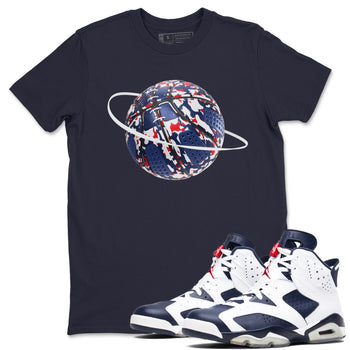 6s White And Midnight Navy shirts to match jordans Camo Basketball Planet sneaker match tees Air Jordan 6 White And Midnight Navy SNRT Sneaker Tees streetwear brand Navy 1 unisex cotton tee