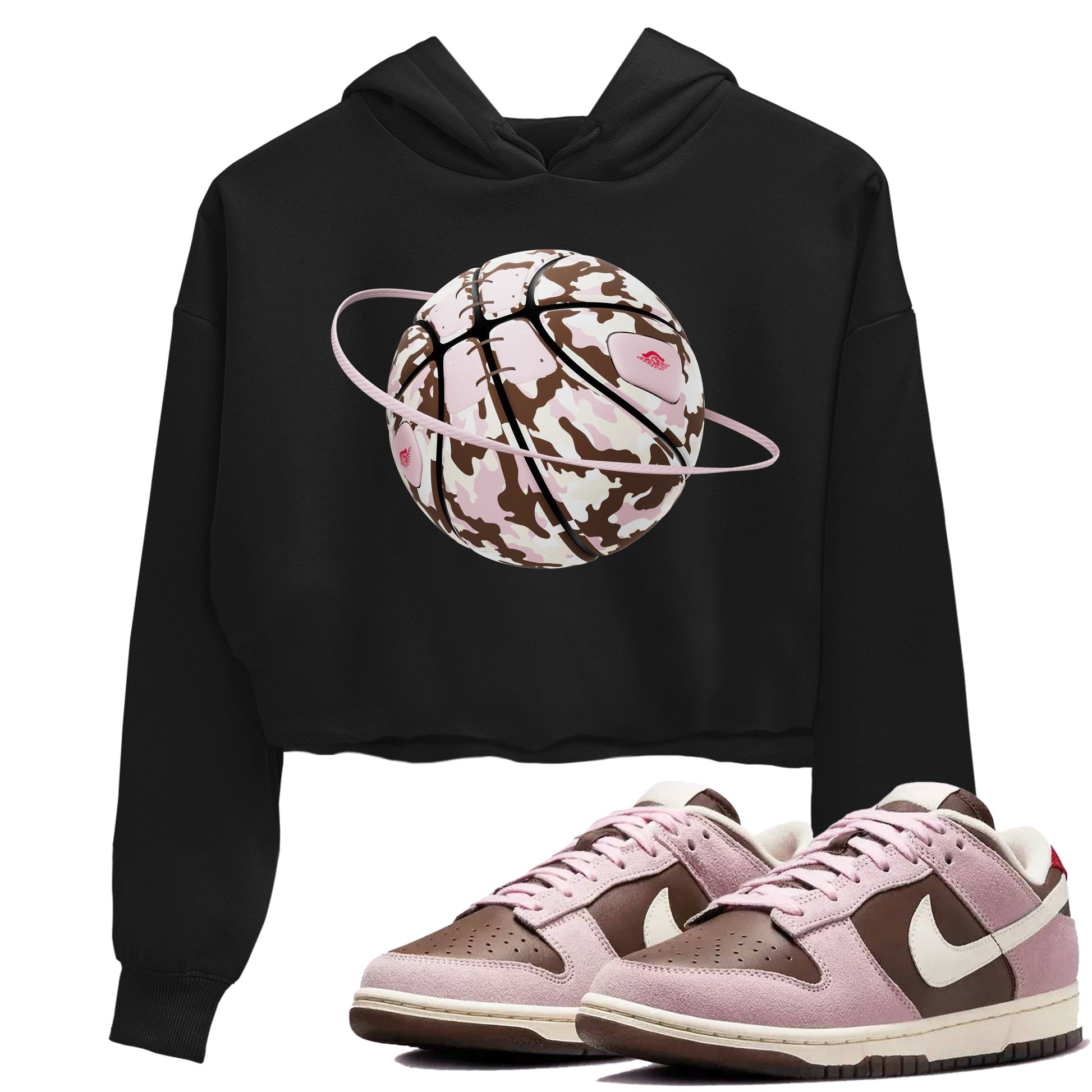 Dunk Cacao Wow And Pink Foam shirts to match jordans Camo Basketball Planet sneaker match tees Dunk Cacao Wow And Pink Foam SNRT Sneaker Tees streetwear brand Black 1 crop tee