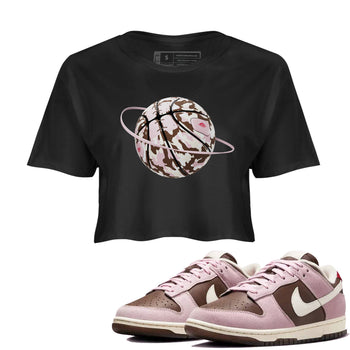 Dunk Cacao Wow And Pink Foam shirts to match jordans Camo Basketball Planet sneaker match tees Dunk Cacao Wow And Pink Foam SNRT Sneaker Tees streetwear brand Black 1 crop tee