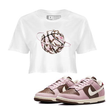 Dunk Cacao Wow And Pink Foam shirts to match jordans Camo Basketball Planet sneaker match tees Dunk Cacao Wow And Pink Foam SNRT Sneaker Tees streetwear brand White 1 crop tee