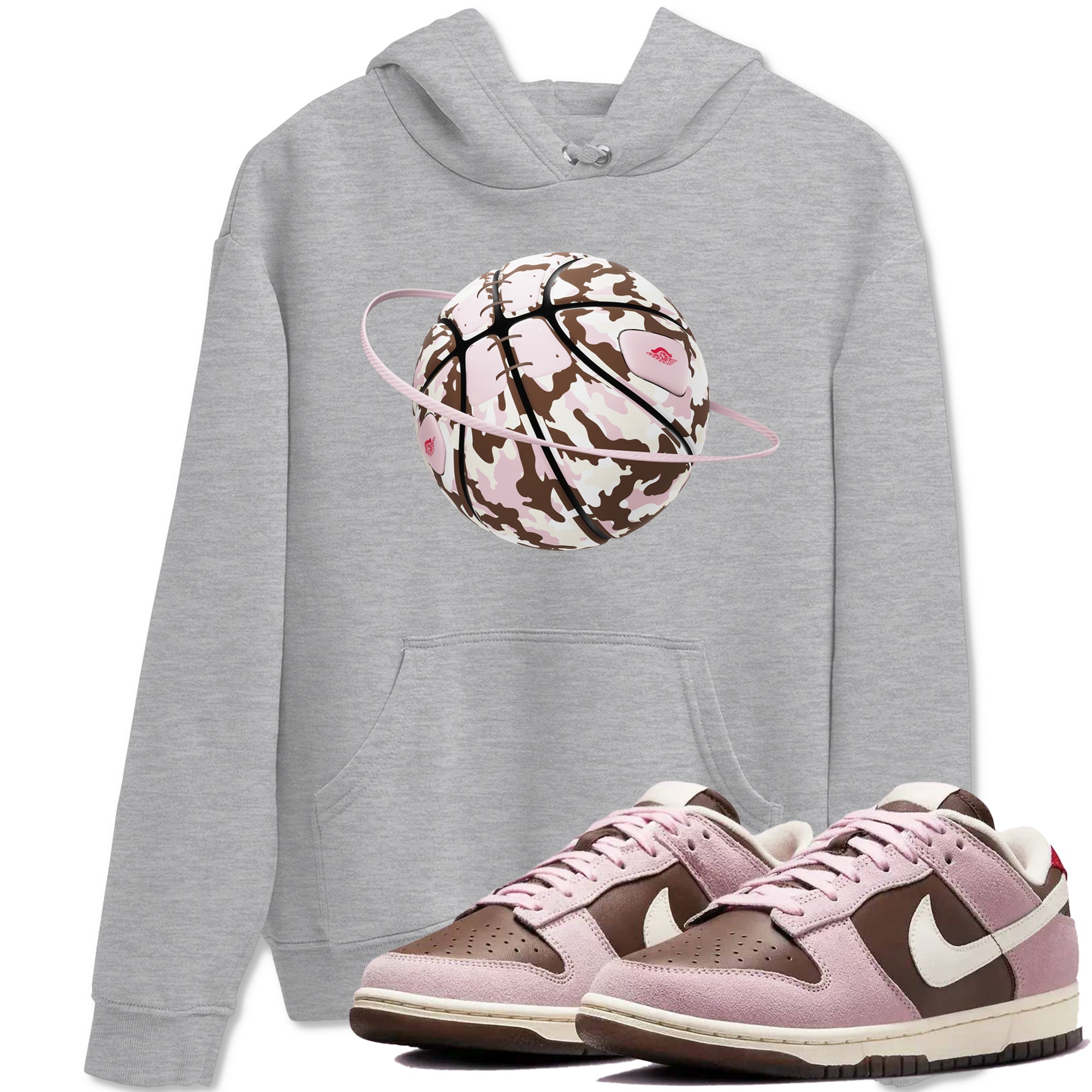 Dunk Cacao Wow And Pink Foam shirts to match jordans Camo Basketball Planet sneaker match tees Dunk Cacao Wow And Pink Foam SNRT Sneaker Tees streetwear brand Heather Grey 1 unisex cotton tee