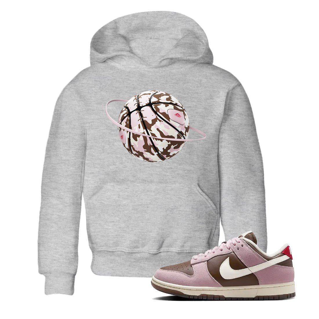 Dunk Cacao Wow And Pink Foam shirts to match jordans Camo Basketball Planet sneaker match tees Dunk Cacao Wow And Pink Foam SNRT Sneaker Tees streetwear brand Baby and Youth Heather Grey 1 cotton tee