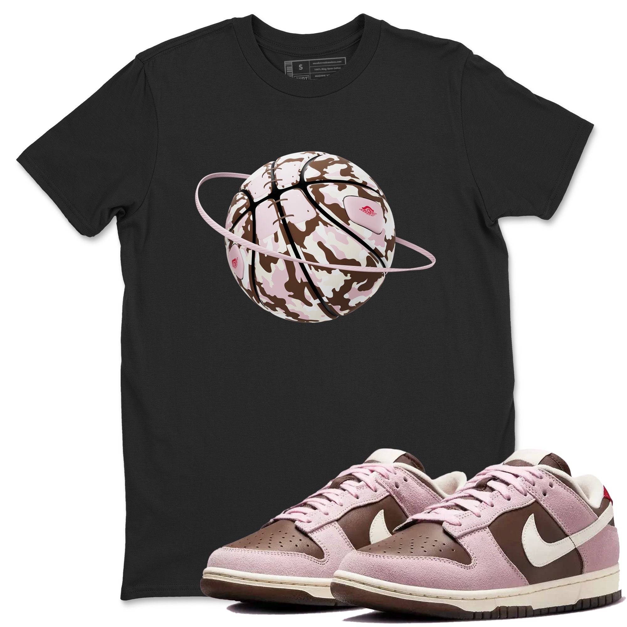 Dunk Cacao Wow And Pink Foam shirts to match jordans Camo Basketball Planet sneaker match tees Dunk Cacao Wow And Pink Foam SNRT Sneaker Tees streetwear brand Black 1 unisex cotton tee