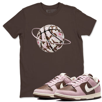 Dunk Cacao Wow And Pink Foam shirts to match jordans Camo Basketball Planet sneaker match tees Dunk Cacao Wow And Pink Foam SNRT Sneaker Tees streetwear brand Dark Chocolate 1 unisex cotton tee
