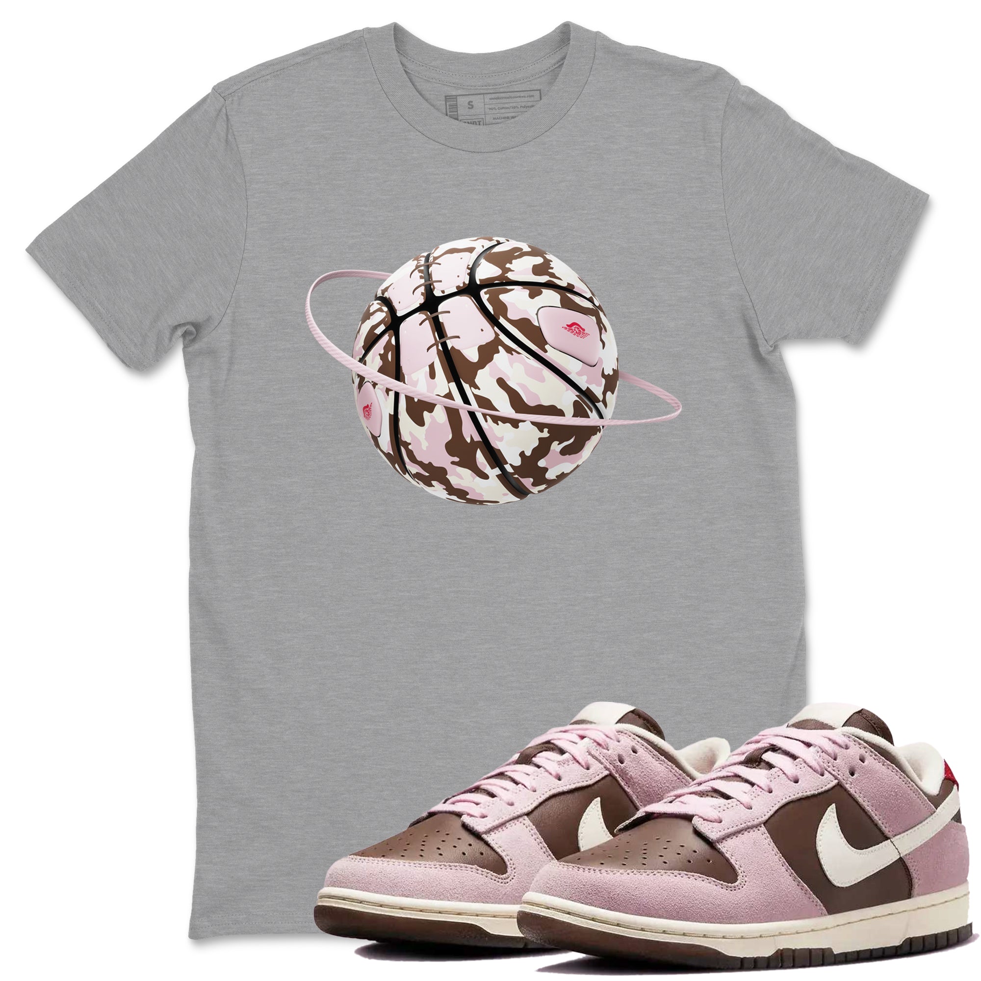 Dunk Cacao Wow And Pink Foam shirts to match jordans Camo Basketball Planet sneaker match tees Dunk Cacao Wow And Pink Foam SNRT Sneaker Tees streetwear brand Heather Grey 1 unisex cotton tee