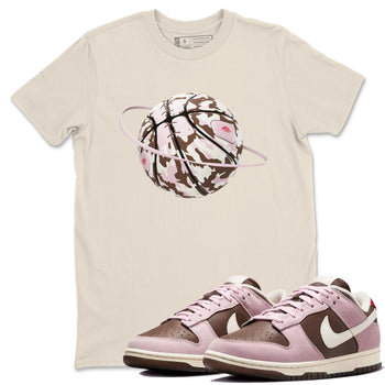 Dunk Cacao Wow And Pink Foam shirts to match jordans Camo Basketball Planet sneaker match tees Dunk Cacao Wow And Pink Foam SNRT Sneaker Tees streetwear brand Natural 1 unisex cotton tee