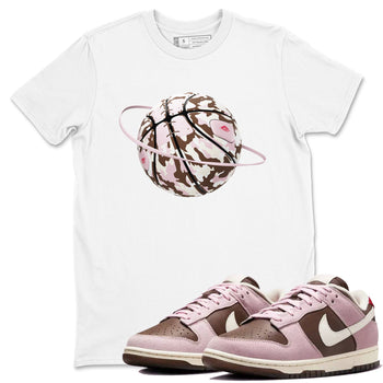 Dunk Cacao Wow And Pink Foam shirts to match jordans Camo Basketball Planet sneaker match tees Dunk Cacao Wow And Pink Foam SNRT Sneaker Tees streetwear brand White 1 unisex cotton tee