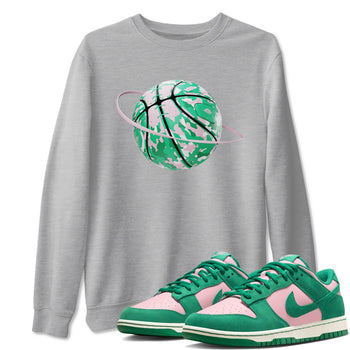 Dunk Low Medium Soft Pink Malachite shirt to match jordans Camo Basketball Planet sneaker tees Dunk Medium Soft Pink Malachite SNRT Sneaker Release Tees unisex cotton Heather Grey 1 crew neck shirt