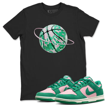 Dunk Low Medium Soft Pink Malachite shirt to match jordans Camo Basketball Planet sneaker tees Dunk Medium Soft Pink Malachite SNRT Sneaker Release Tees unisex cotton Black 1 crew neck shirt