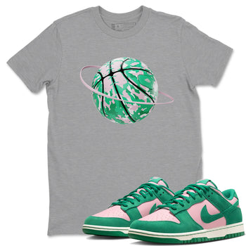 Dunk Low Medium Soft Pink Malachite shirt to match jordans Camo Basketball Planet sneaker tees Dunk Medium Soft Pink Malachite SNRT Sneaker Release Tees unisex cotton Heather Grey 1 crew neck shirt