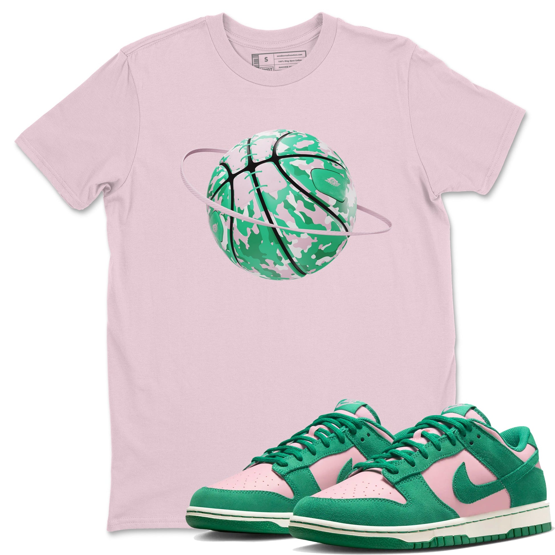 Dunk Low Medium Soft Pink Malachite shirt to match jordans Camo Basketball Planet sneaker tees Dunk Medium Soft Pink Malachite SNRT Sneaker Release Tees unisex cotton Pink 1 crew neck shirt