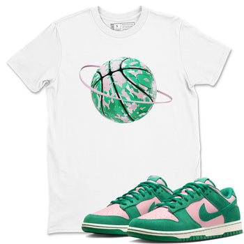 Dunk Low Medium Soft Pink Malachite shirt to match jordans Camo Basketball Planet sneaker tees Dunk Medium Soft Pink Malachite SNRT Sneaker Release Tees unisex cotton White 1 crew neck shirt