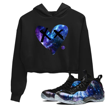 Foams One Galaxy shirts to match jordans Camo Heart sneaker match tees Air Foamposite One Galaxy match shoes to clothes SNRT Sneaker Tees unisex cotton Black 1 crop tee