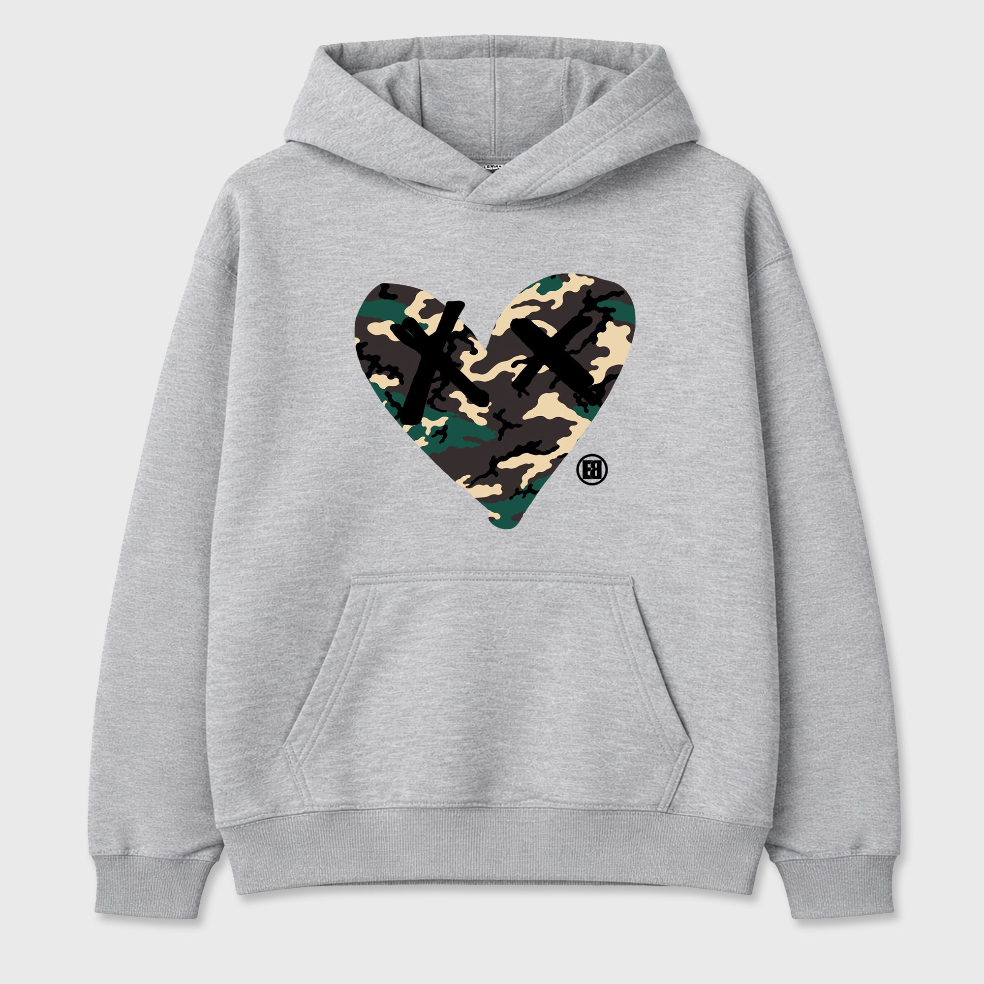 Camo Heart Graphic T-Shirt featuring original streetwear artwork designed to match the Air Foamposite Pro Green Camo. Heather Grey 2 Graphic Tee.