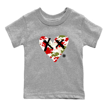 1s Travis Scott Olive shirts to match jordans Camo Heart best t shirts to wear with jordans AJ1 Retro Travis Scott Olive match shoes to clothes SNRT Sneaker Tees Youth Baby Heather Grey 2 tee