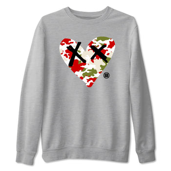 1s Travis Scott Olive shirts to match jordans Camo Heart best t shirts to wear with jordans AJ1 Retro Travis Scott Olive match shoes to clothes SNRT Sneaker Tees unisex cotton Heather Grey 2 shirts