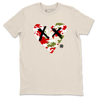 1s Travis Scott Olive shirts to match jordans Camo Heart best t shirts to wear with jordans AJ1 Retro Travis Scott Olive match shoes to clothes SNRT Sneaker Tees unisex cotton Natural 2 shirts