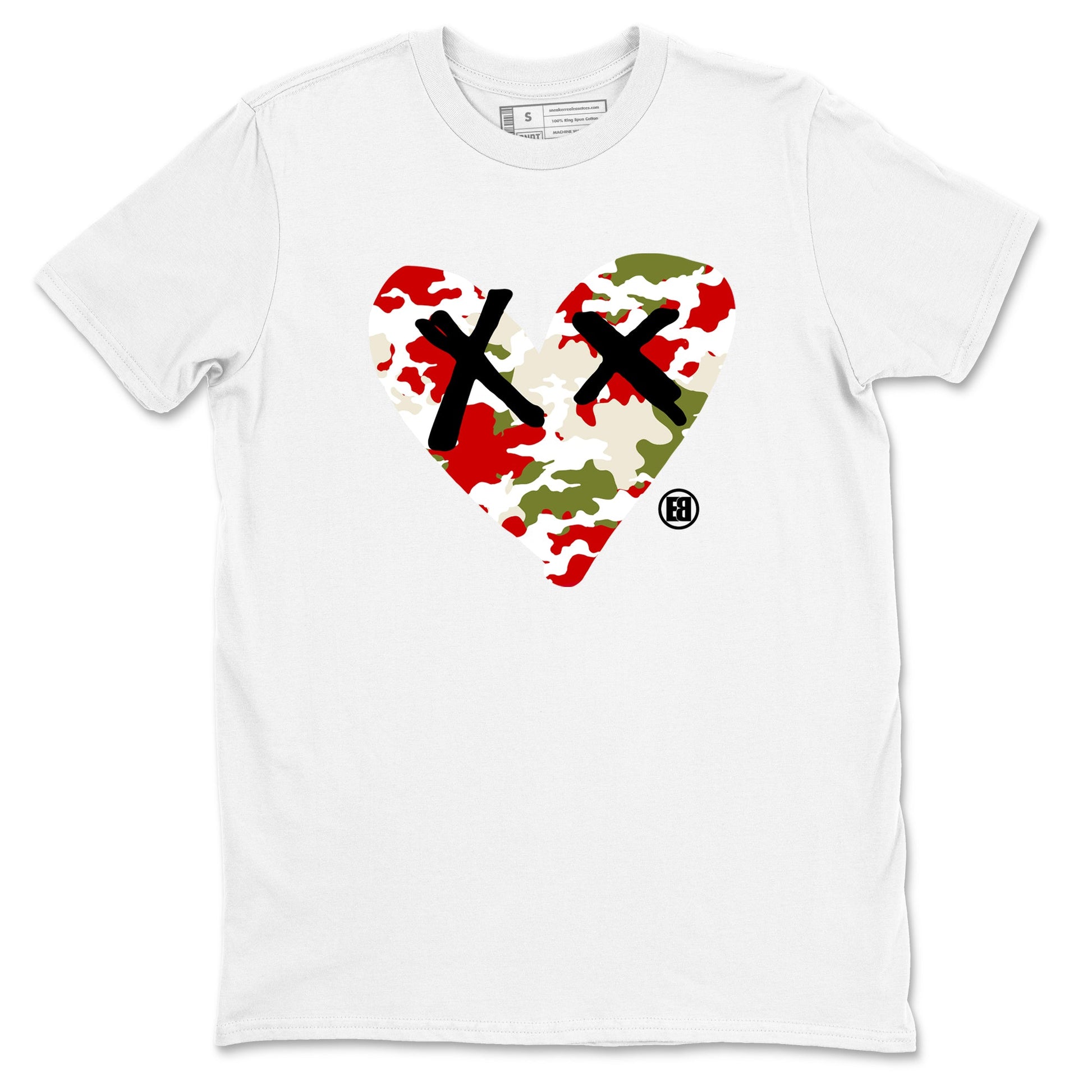 1s Travis Scott Olive shirts to match jordans Camo Heart best t shirts to wear with jordans AJ1 Retro Travis Scott Olive match shoes to clothes SNRT Sneaker Tees unisex cotton White 2 shirts