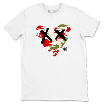 1s Travis Scott Olive shirts to match jordans Camo Heart best t shirts to wear with jordans AJ1 Retro Travis Scott Olive match shoes to clothes SNRT Sneaker Tees unisex cotton White 2 shirts