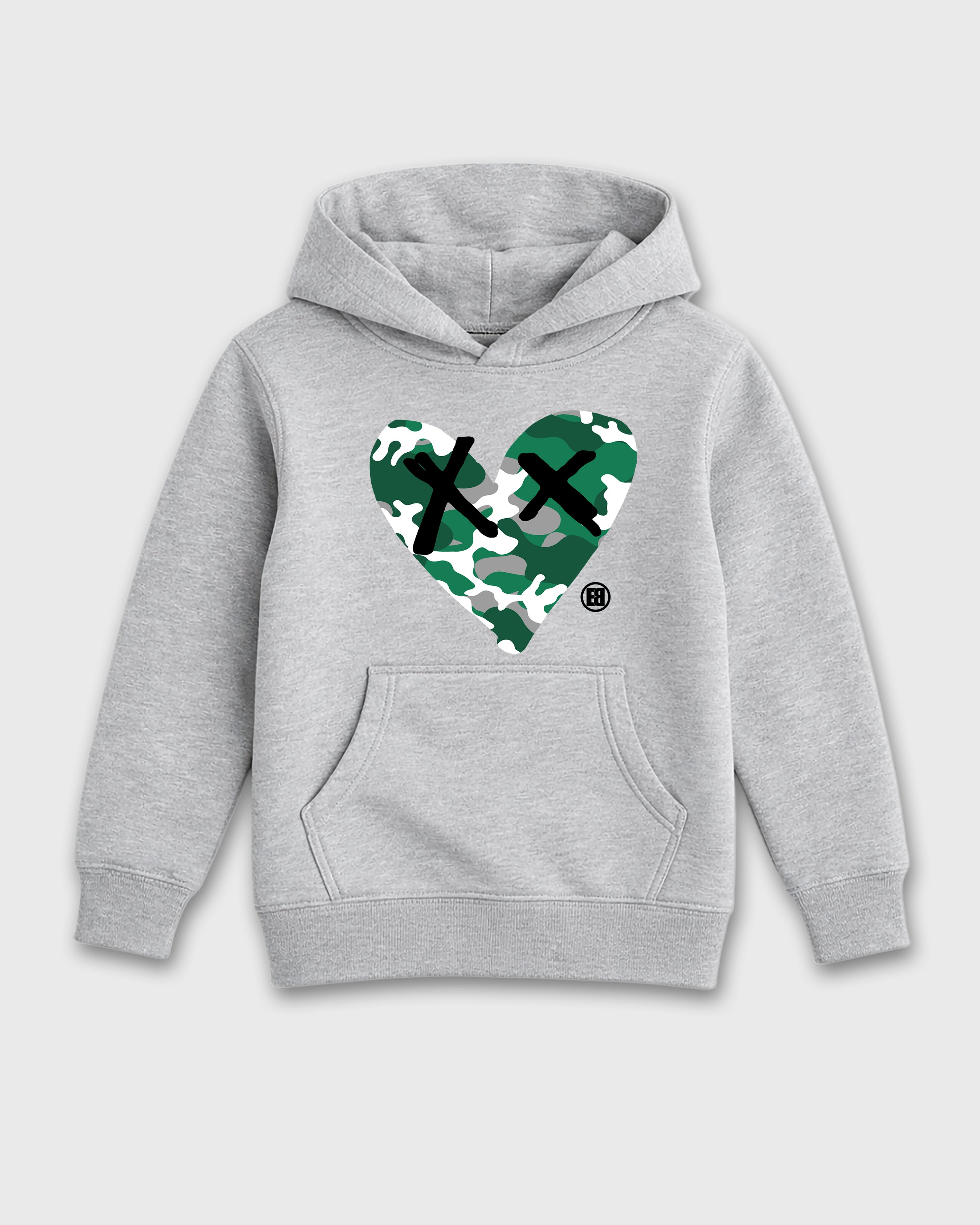 Camo Heart Baby & Kids Graphic Hoodie featuring original artwork designed to match the Air Jordan 14 Forest Green. Heather Grey 2 Kids Graphic Sweater.