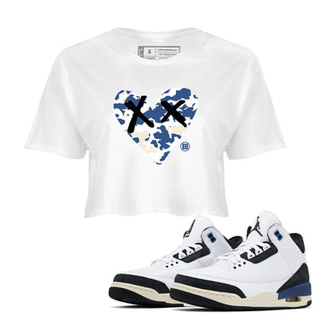 A Ma Maniere Air Jordan 3 Diffused Blue shirts to match jordans Camo Heart graphic tee Jordan 3 For The Love best t-shirts to wear with jordans SNRT Sneaker Tees unisex cotton White 1 crop tee