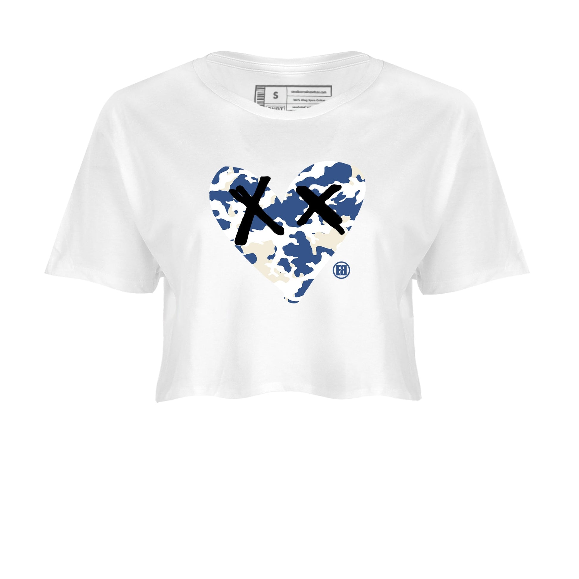 A Ma Maniere Air Jordan 3 Diffused Blue shirts to match jordans Camo Heart graphic tee Jordan 3 For The Love best t-shirts to wear with jordans SNRT Sneaker Tees unisex cotton White 2 crop tee