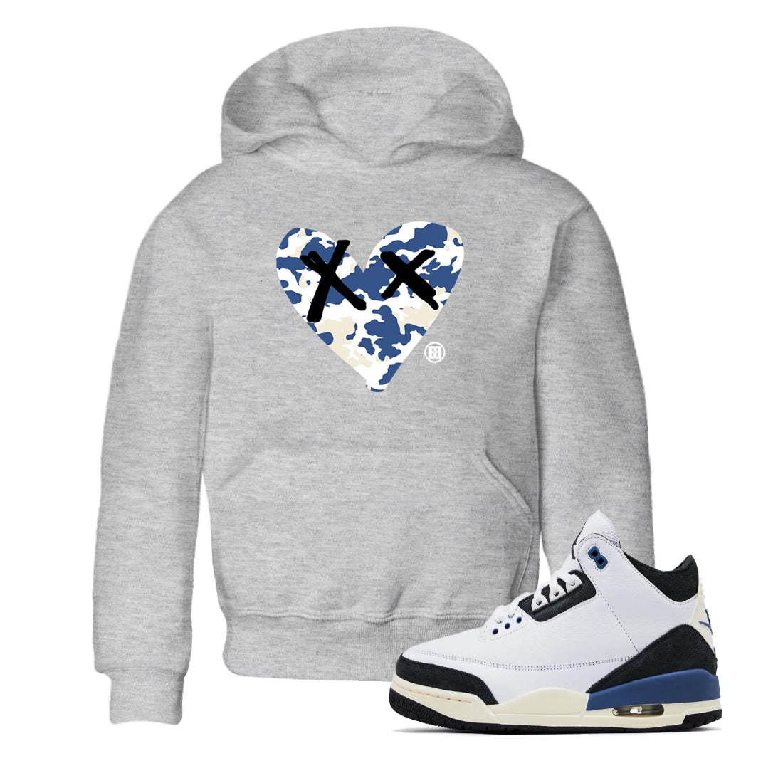 A Ma Maniere Air Jordan 3 Diffused Blue shirts to match jordans Camo Heart graphic tee Jordan 3 For The Love best t-shirts to wear with jordans SNRT Sneaker Tees Youth Baby Heather Grey 1 tee
