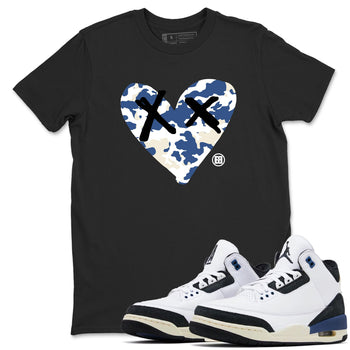 A Ma Maniere Air Jordan 3 Diffused Blue shirts to match jordans Camo Heart graphic tee Jordan 3 For The Love best t-shirts to wear with jordans SNRT Sneaker Tees unisex cotton Black 1 shirts
