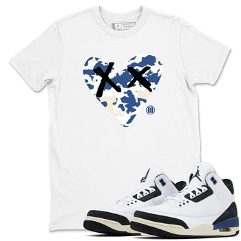 A Ma Maniere Air Jordan 3 Diffused Blue shirts to match jordans Camo Heart graphic tee Jordan 3 For The Love best t-shirts to wear with jordans SNRT Sneaker Tees unisex cotton White 1 shirts