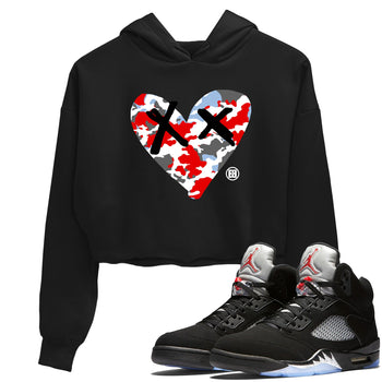 AJ5 Reimagined shirts to match jordans Camo Heart best t shirts to wear with jordans Air Jordan 5 Retro OG Reimagined match shoes to clothes SNRT Sneaker Tees unisex cotton Black 1 crop tee