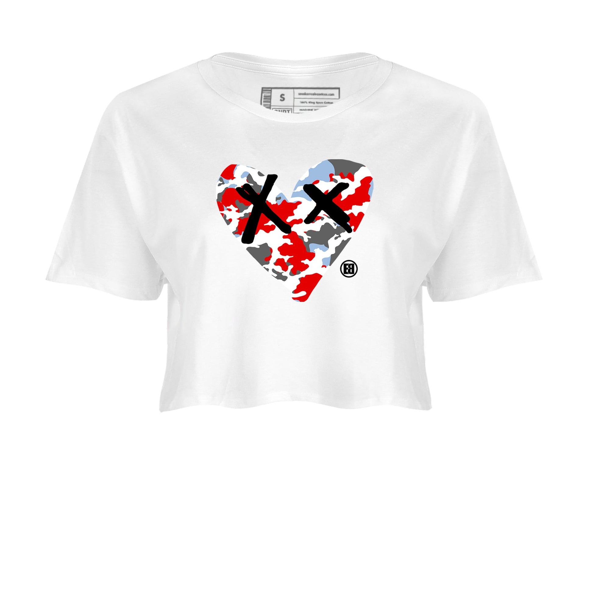 AJ5 Reimagined shirts to match jordans Camo Heart best t shirts to wear with jordans Air Jordan 5 Retro OG Reimagined match shoes to clothes SNRT Sneaker Tees unisex cotton White 2 crop tee