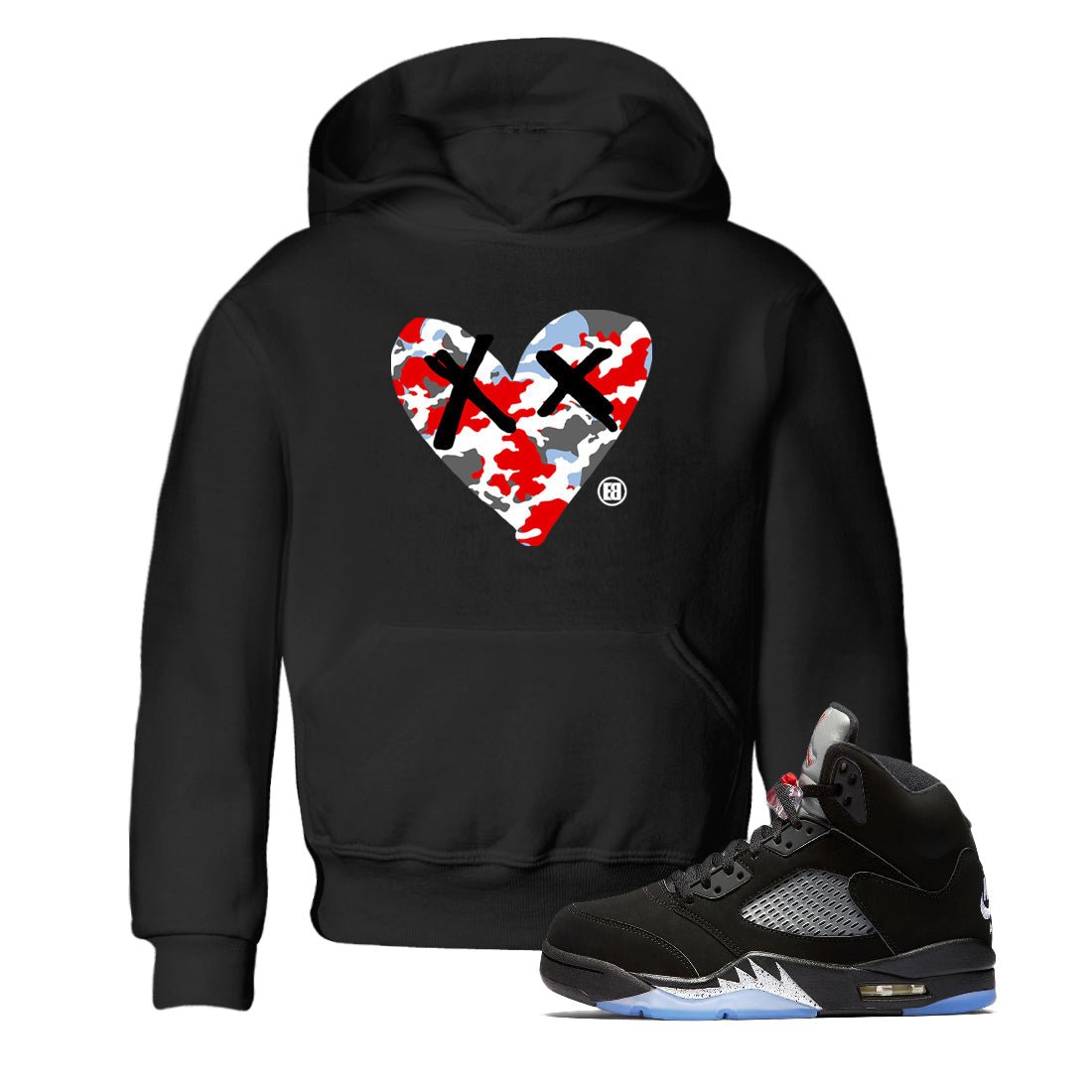 AJ5 Reimagined shirts to match jordans Camo Heart best t shirts to wear with jordans Air Jordan 5 Retro OG Reimagined match shoes to clothes SNRT Sneaker Tees Youth Baby Black 1 tee