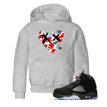 AJ5 Reimagined shirts to match jordans Camo Heart best t shirts to wear with jordans Air Jordan 5 Retro OG Reimagined match shoes to clothes SNRT Sneaker Tees Youth Baby Heather Grey 1 tee