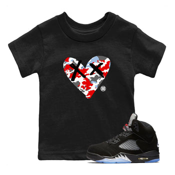 AJ5 Reimagined shirts to match jordans Camo Heart best t shirts to wear with jordans Air Jordan 5 Retro OG Reimagined match shoes to clothes SNRT Sneaker Tees Youth Baby Black 1 tee