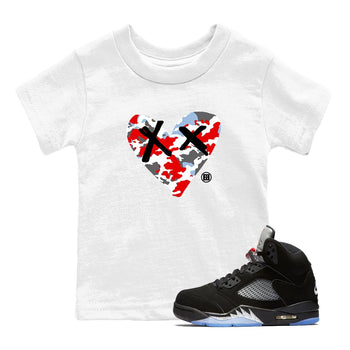 AJ5 Reimagined shirts to match jordans Camo Heart best t shirts to wear with jordans Air Jordan 5 Retro OG Reimagined match shoes to clothes SNRT Sneaker Tees Youth Baby White 1 tee