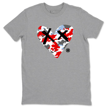 AJ5 Reimagined shirts to match jordans Camo Heart best t shirts to wear with jordans Air Jordan 5 Retro OG Reimagined match shoes to clothes SNRT Sneaker Tees unisex cotton Heather Grey 2 shirts
