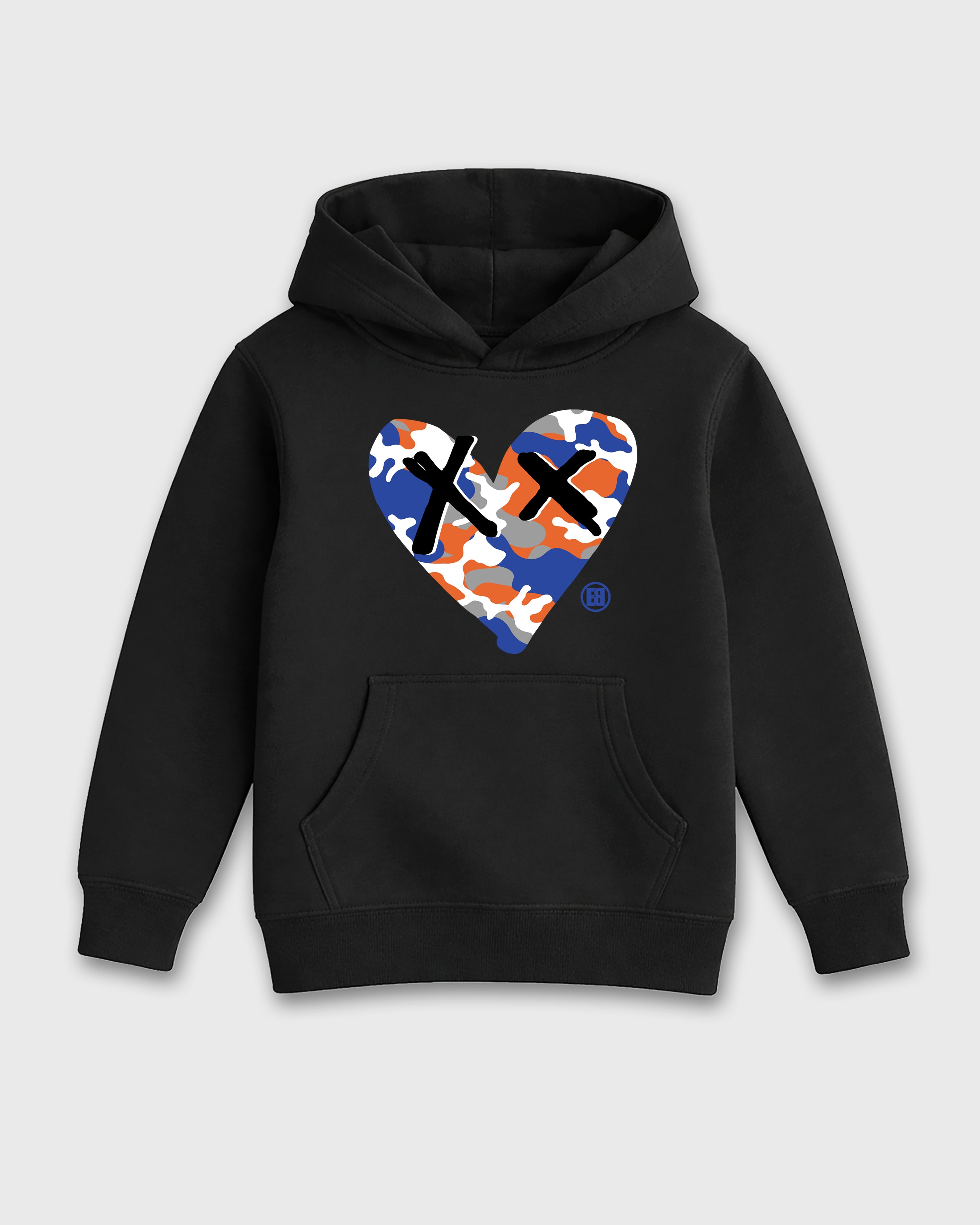 Camo Heart Baby & Kids Graphic Hoodie featuring original artwork designed to match the Air Jordan 8 Knicks. Black 2 Kids Graphic Sweater.