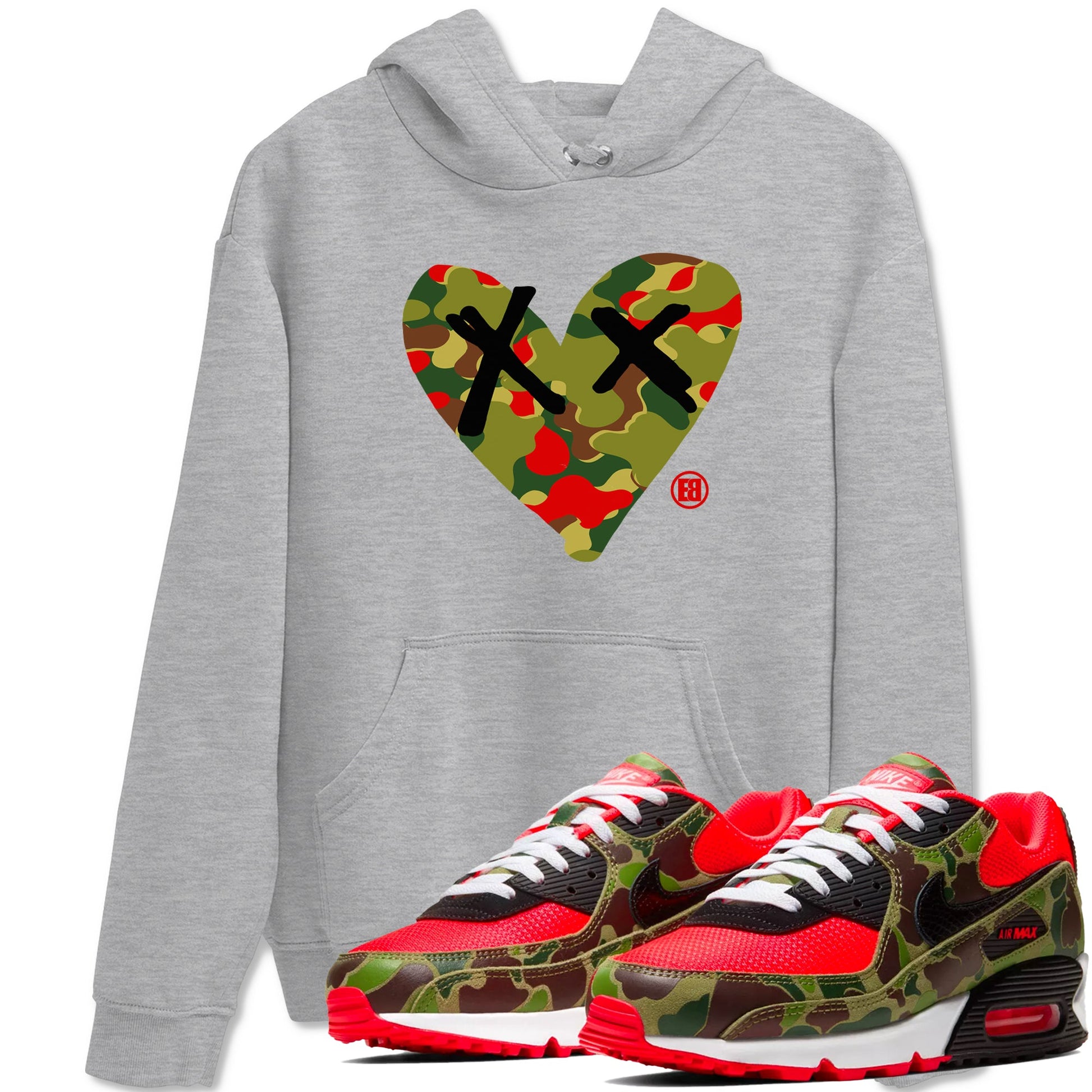 Air Max 90 Reverse Duck Camo shirts to match jordans Camo Heart best t shirts to wear with jordans Air Max 90 Reverse Duck Camo match shoes to clothes SNRT Sneaker Tees unisex cotton Heather Grey 1 shirts