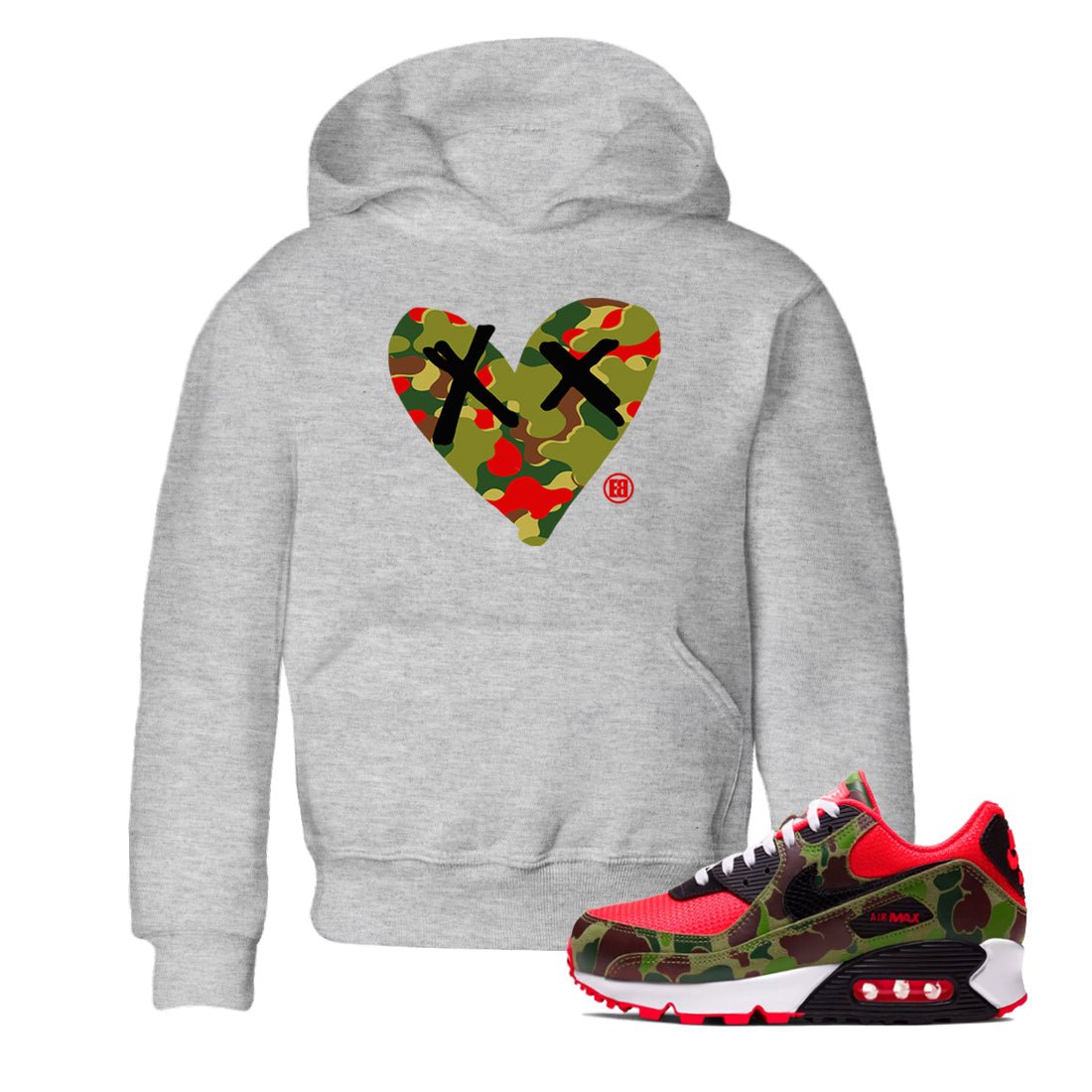 Air Max 90 Reverse Duck Camo shirts to match jordans Camo Heart best t shirts to wear with jordans Air Max 90 Reverse Duck Camo match shoes to clothes SNRT Sneaker Tees Youth Baby Heather Grey 1 tee