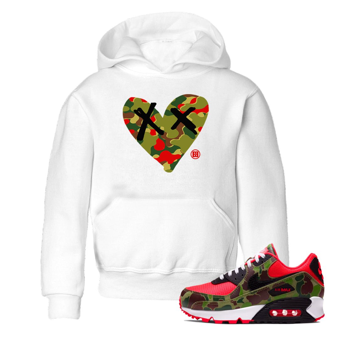 Air Max 90 Reverse Duck Camo shirts to match jordans Camo Heart best t shirts to wear with jordans Air Max 90 Reverse Duck Camo match shoes to clothes SNRT Sneaker Tees Youth Baby White 1 tee