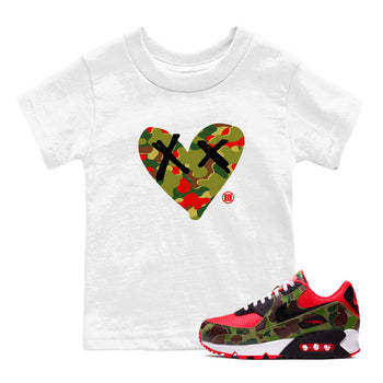 Air Max 90 Reverse Duck Camo shirts to match jordans Camo Heart best t shirts to wear with jordans Air Max 90 Reverse Duck Camo match shoes to clothes SNRT Sneaker Tees Youth Baby White 1 tee