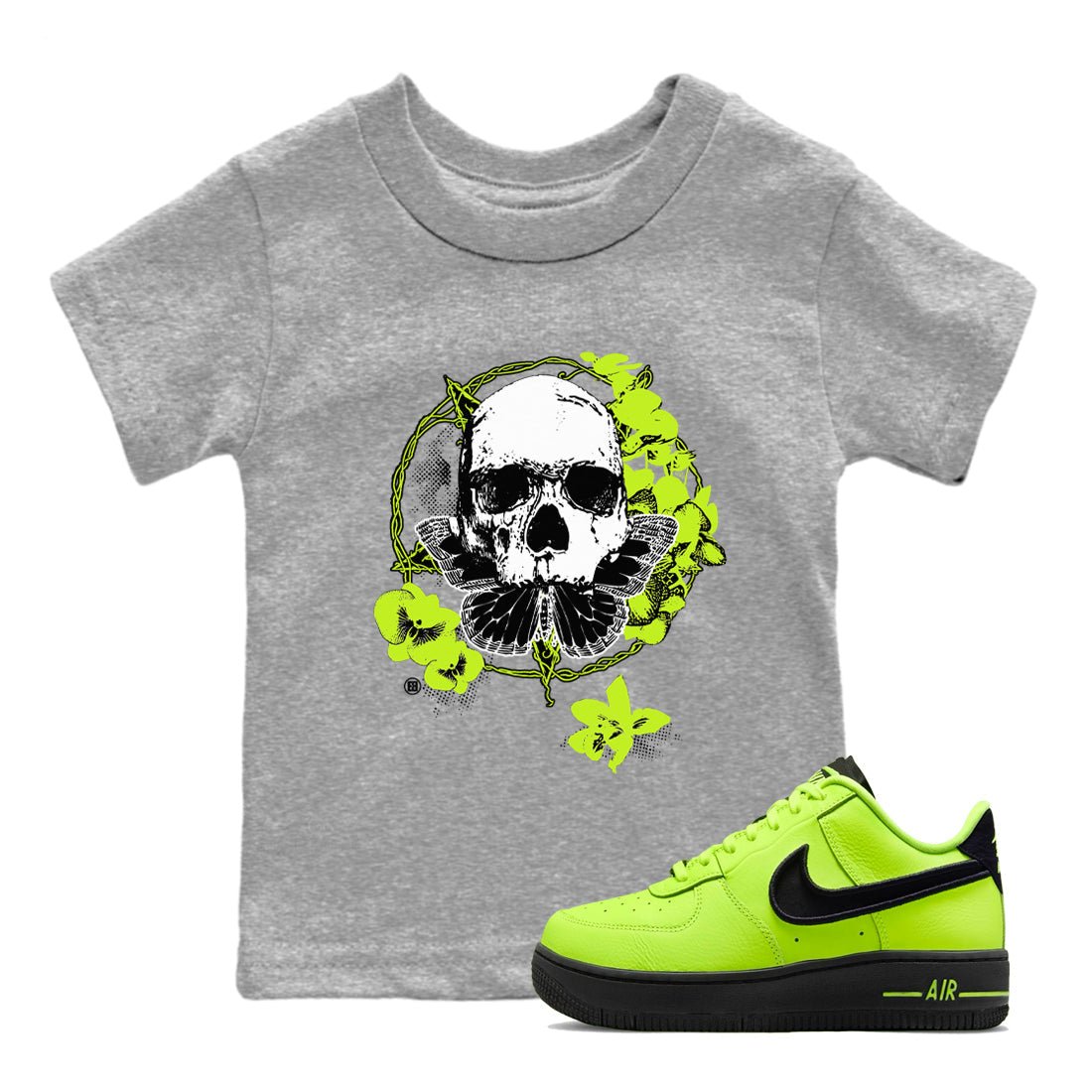 AF1 Volt shirts to match jordans Carpe Diem Skull sneaker match tees Air Force 1 Volt match shoes to clothes SNRT Sneaker Tees Youth Baby Heather Grey 1 tee