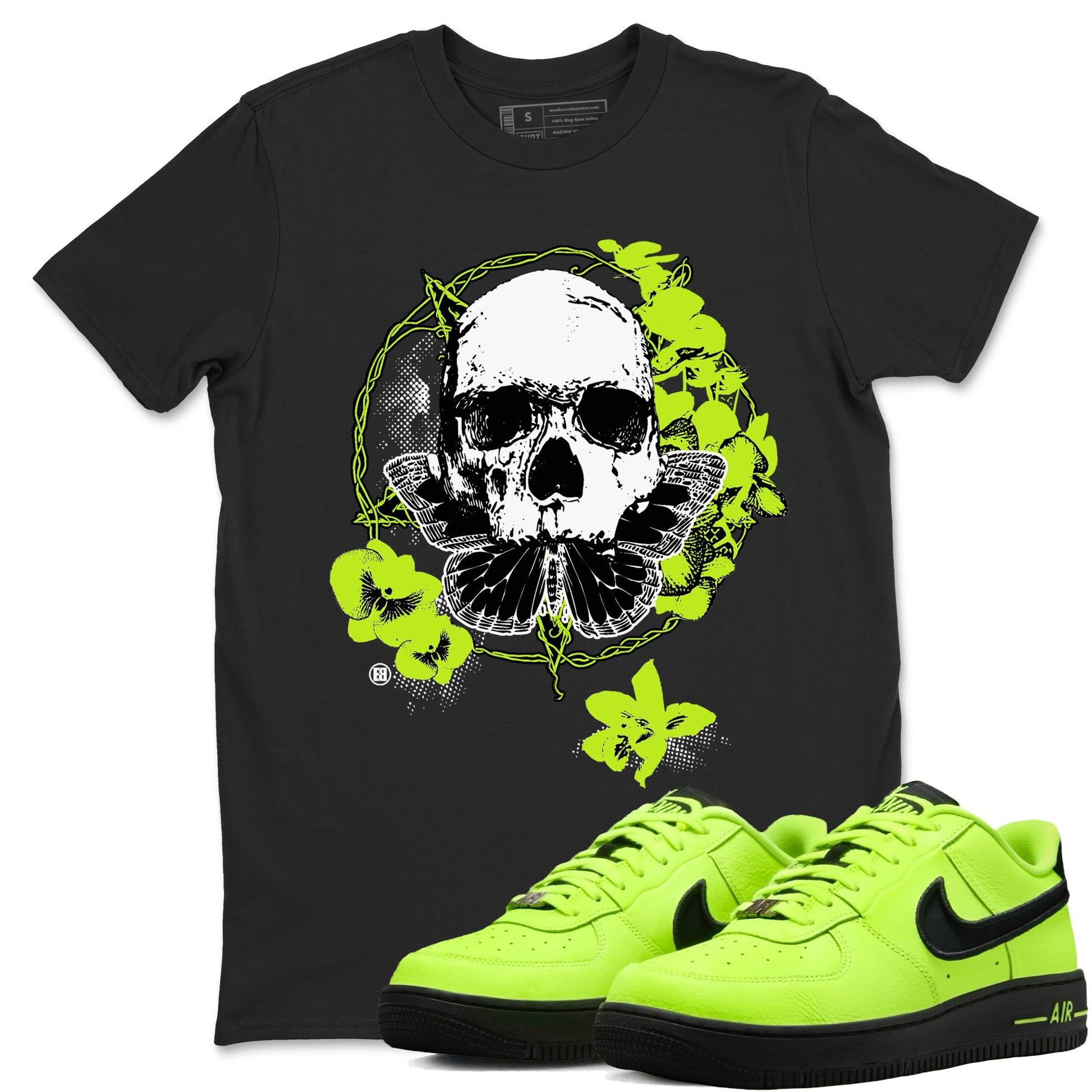 AF1 Volt shirts to match jordans Carpe Diem Skull sneaker match tees Air Force 1 Volt match shoes to clothes SNRT Sneaker Tees unisex cotton Black 1 shirts