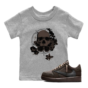 AJ1 Travis Scott Velvet Brown and Dark Mocha shirts to match jordans Carpe Diem Skull sneaker match tees 1s Travis Scott Velvet Brown match shoes to clothes SNRT Sneaker Tees Youth Baby Heather Grey 1 tee