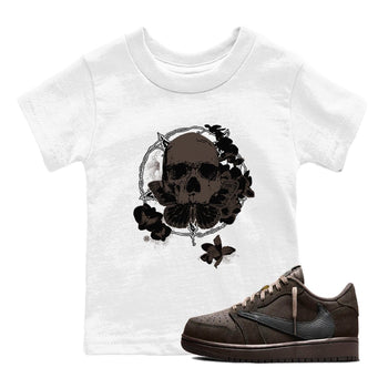 AJ1 Travis Scott Velvet Brown and Dark Mocha shirts to match jordans Carpe Diem Skull sneaker match tees 1s Travis Scott Velvet Brown match shoes to clothes SNRT Sneaker Tees Youth Baby White 1 tee
