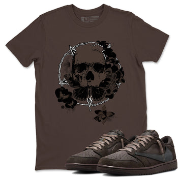 AJ1 Travis Scott Velvet Brown and Dark Mocha shirts to match jordans Carpe Diem Skull sneaker match tees 1s Travis Scott Velvet Brown match shoes to clothes SNRT Sneaker Tees unisex cotton Dark Chocolate 1 shirts