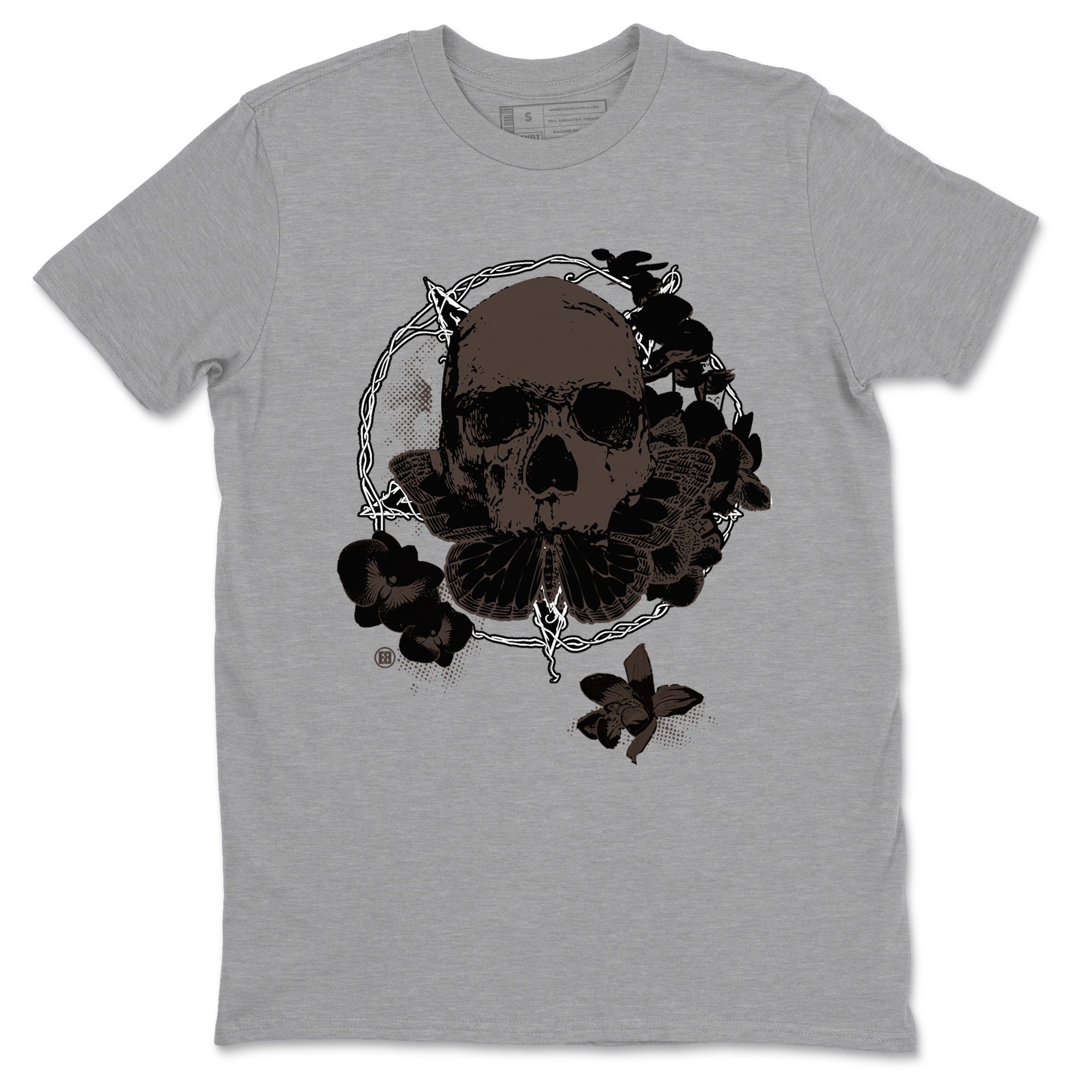 AJ1 Travis Scott Velvet Brown and Dark Mocha shirts to match jordans Carpe Diem Skull sneaker match tees 1s Travis Scott Velvet Brown match shoes to clothes SNRT Sneaker Tees unisex cotton Heather Grey 2 shirts