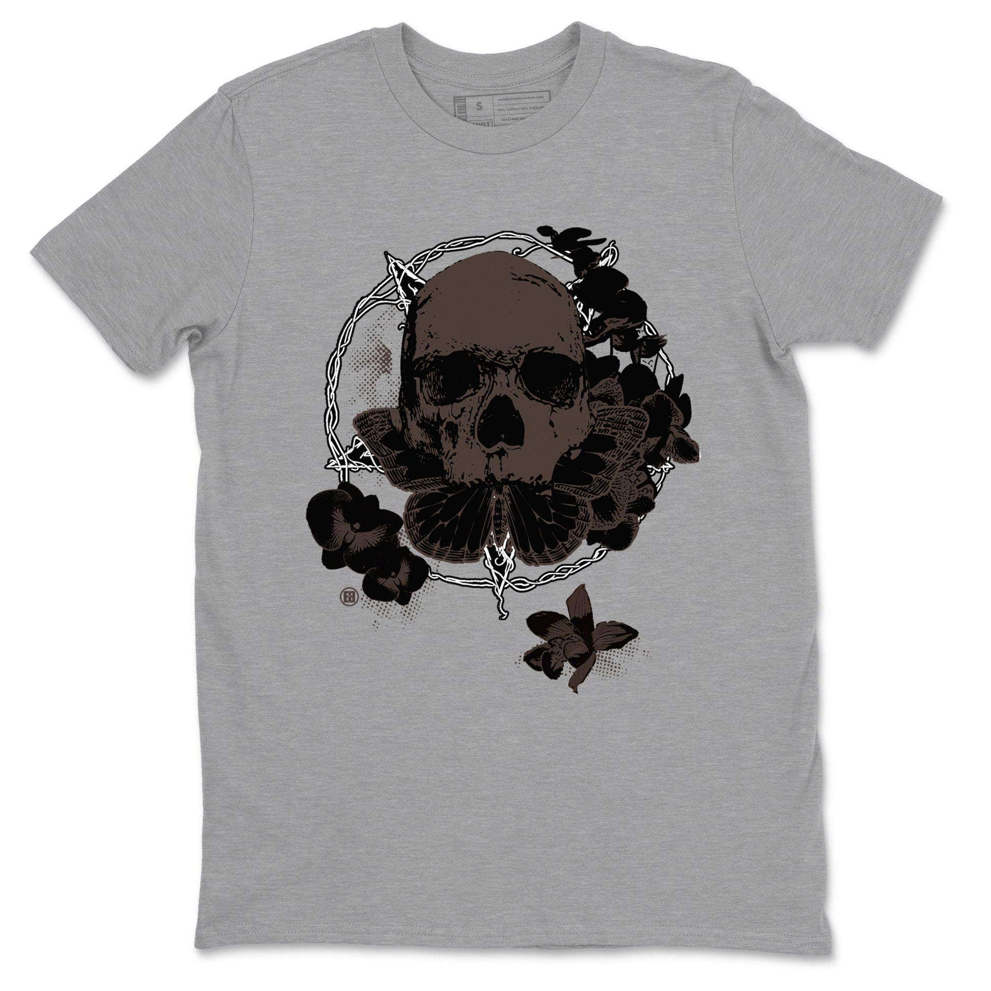 AJ1 Travis Scott Velvet Brown and Dark Mocha shirts to match jordans Carpe Diem Skull sneaker match tees 1s Travis Scott Velvet Brown match shoes to clothes SNRT Sneaker Tees unisex cotton Heather Grey 2 shirts