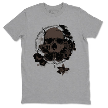 AJ1 Travis Scott Velvet Brown and Dark Mocha shirts to match jordans Carpe Diem Skull sneaker match tees 1s Travis Scott Velvet Brown match shoes to clothes SNRT Sneaker Tees unisex cotton Heather Grey 2 shirts